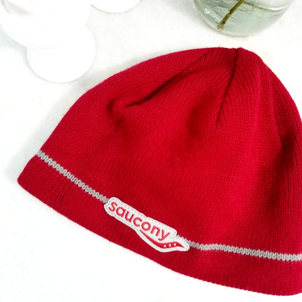 SAUCONEY》red thermal fleece lined beanie